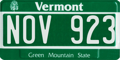 VT license plate NOV923