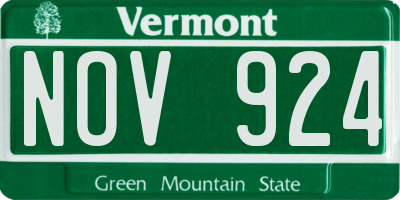 VT license plate NOV924