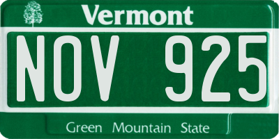 VT license plate NOV925