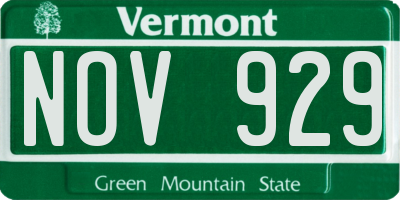 VT license plate NOV929
