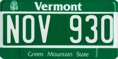 VT license plate NOV930