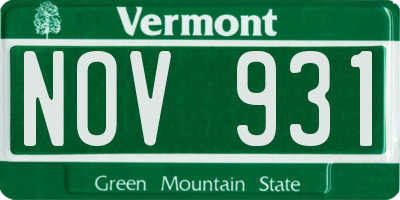 VT license plate NOV931