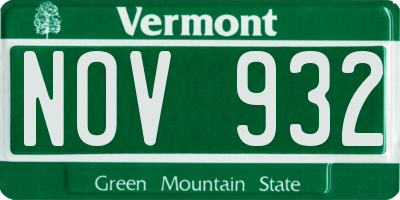 VT license plate NOV932