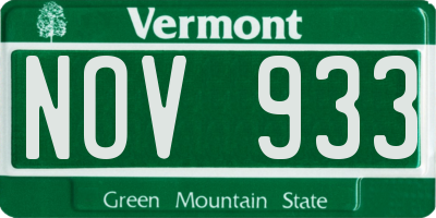 VT license plate NOV933