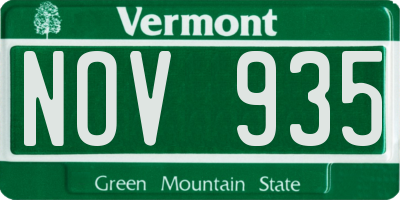 VT license plate NOV935
