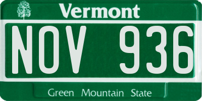 VT license plate NOV936