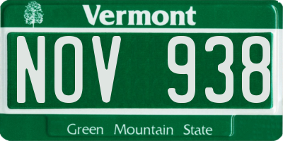 VT license plate NOV938