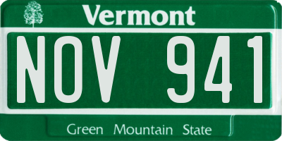 VT license plate NOV941