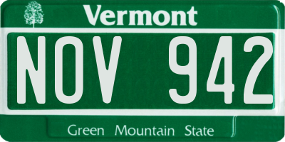 VT license plate NOV942