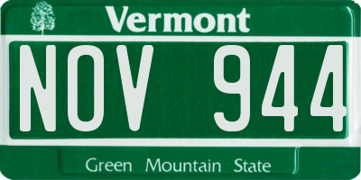 VT license plate NOV944