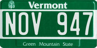VT license plate NOV947