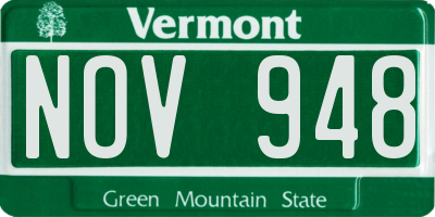 VT license plate NOV948