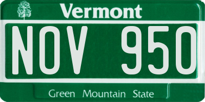 VT license plate NOV950