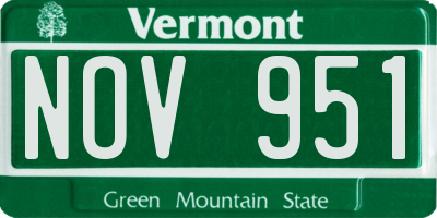 VT license plate NOV951