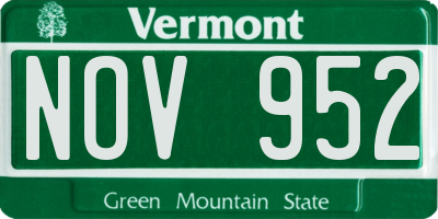 VT license plate NOV952