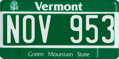 VT license plate NOV953