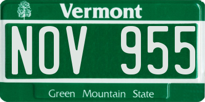 VT license plate NOV955