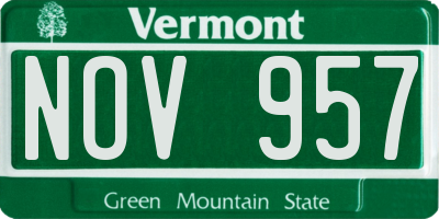 VT license plate NOV957