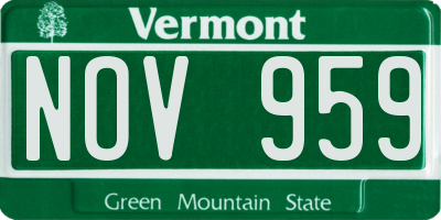 VT license plate NOV959