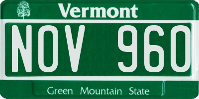 VT license plate NOV960