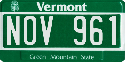 VT license plate NOV961
