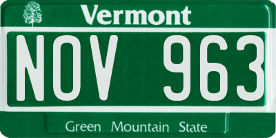 VT license plate NOV963
