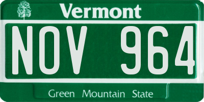 VT license plate NOV964