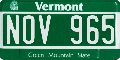 VT license plate NOV965