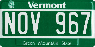 VT license plate NOV967