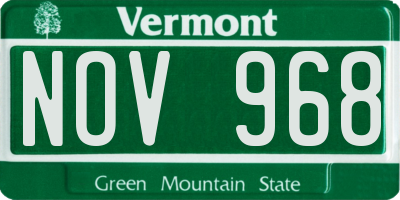 VT license plate NOV968