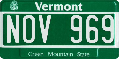VT license plate NOV969