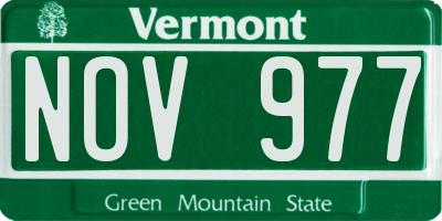 VT license plate NOV977