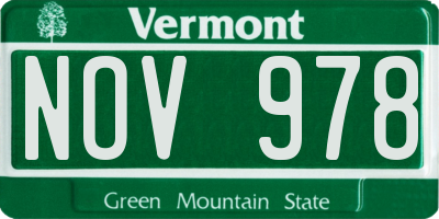 VT license plate NOV978