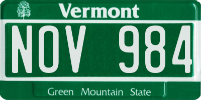 VT license plate NOV984