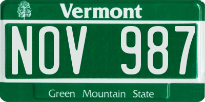 VT license plate NOV987