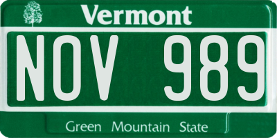 VT license plate NOV989