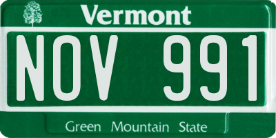VT license plate NOV991