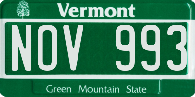 VT license plate NOV993