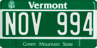 VT license plate NOV994