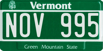VT license plate NOV995