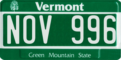 VT license plate NOV996