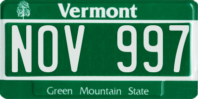 VT license plate NOV997