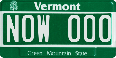 VT license plate NOW000
