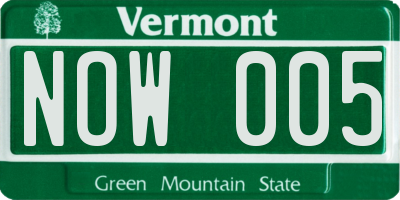 VT license plate NOW005