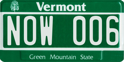 VT license plate NOW006