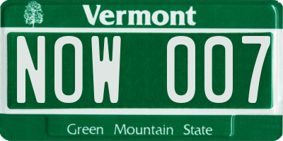 VT license plate NOW007