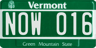 VT license plate NOW016