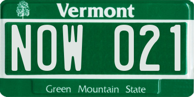 VT license plate NOW021