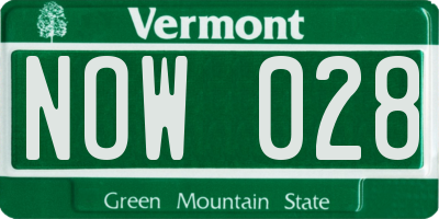 VT license plate NOW028