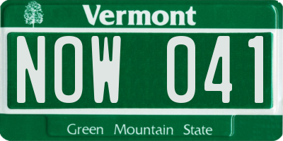VT license plate NOW041